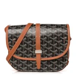 superfake Goyard-BlackGold-Goyardine-Canvas-Belvedere-II-PM-Messenger-Bag-Silver-Hardware-Front