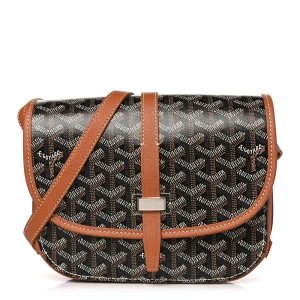 superfake Goyard-BlackGold-Goyardine-Canvas-Belvedere-II-PM-Messenger-Bag-Silver-Hardware-Front