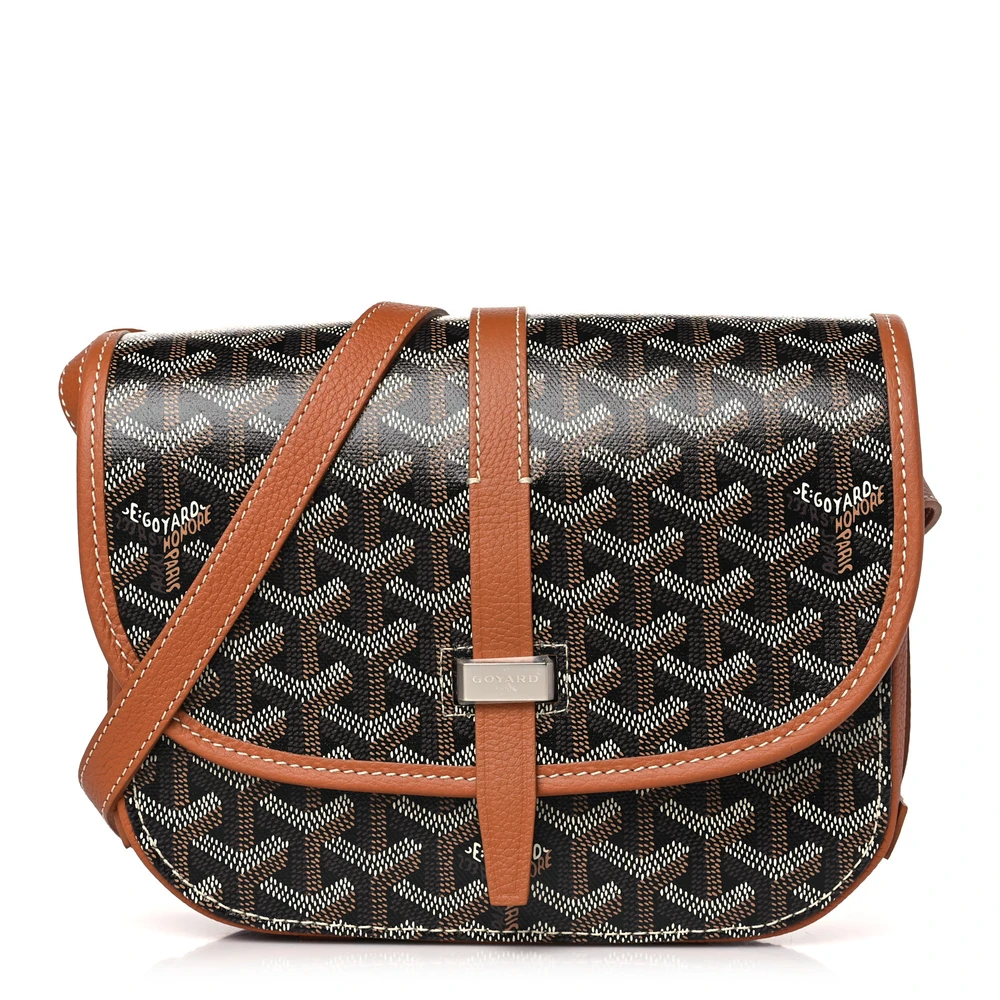 superfake Goyard-BlackGold-Goyardine-Canvas-Belvedere-II-PM-Messenger-Bag-Silver-Hardware-Front