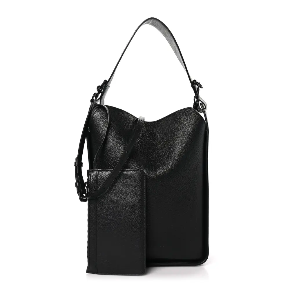 Balenciaga Black Embossed Calfskin Leather Logo Small Tool 2.0 North-South Tote Black Hardware Front replica handbags