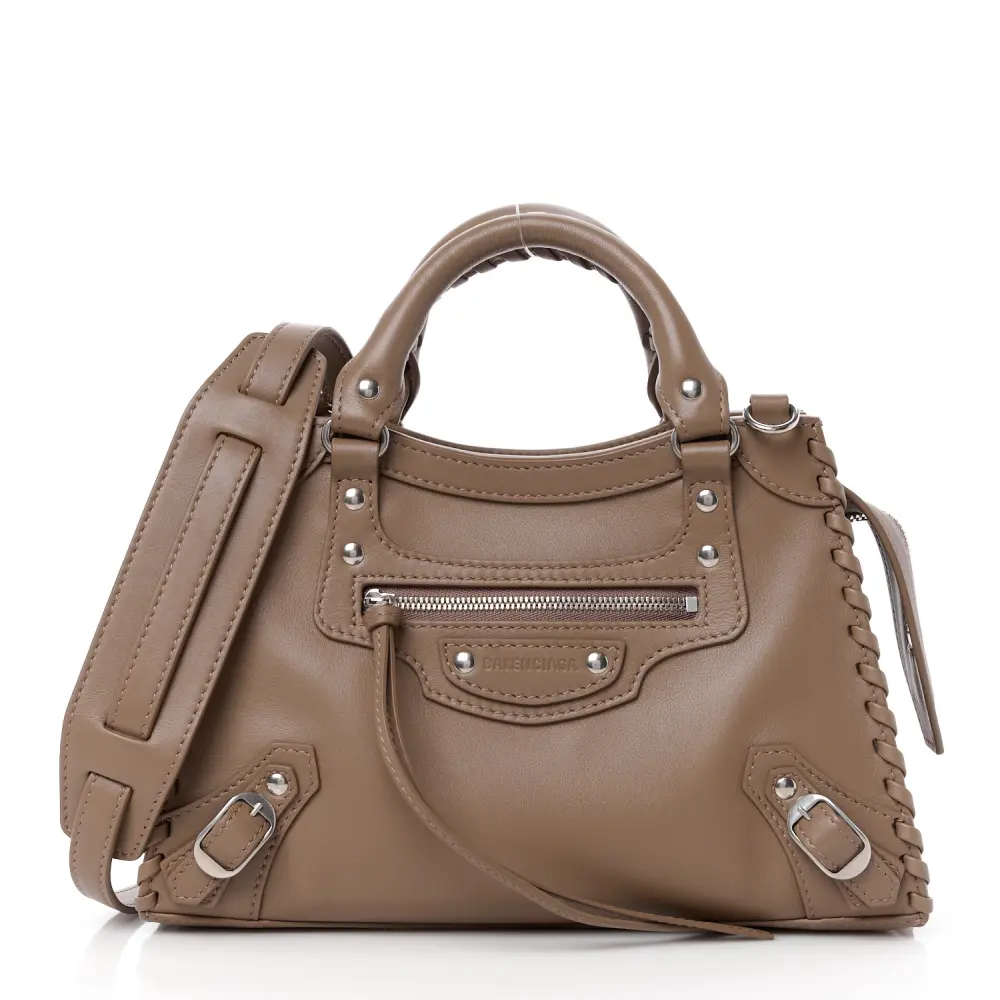 Balenciaga Dark Mink Grey Smooth Calfskin Leather XS Neo Classic City Bag Silver Hardware Front replica handbags