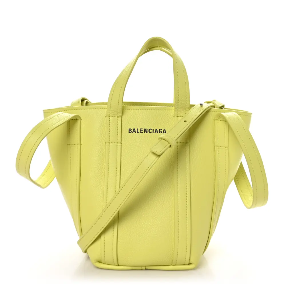 Balenciaga Lemon Grained Calfskin Leather XS Everyday North-South Shoulder Tote Bag Front replica handbags