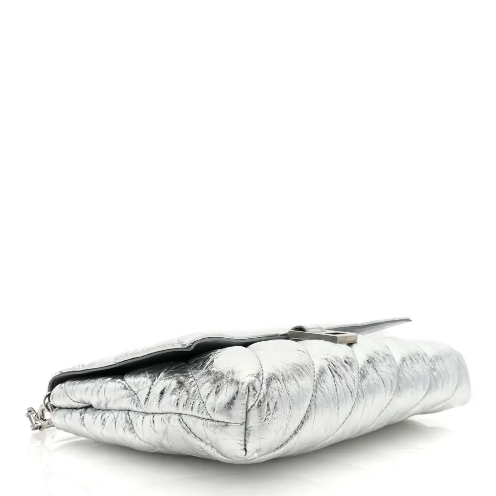 Superfake Handbags: Balenciaga Metallic Crush Pochette in Silver - Image 4