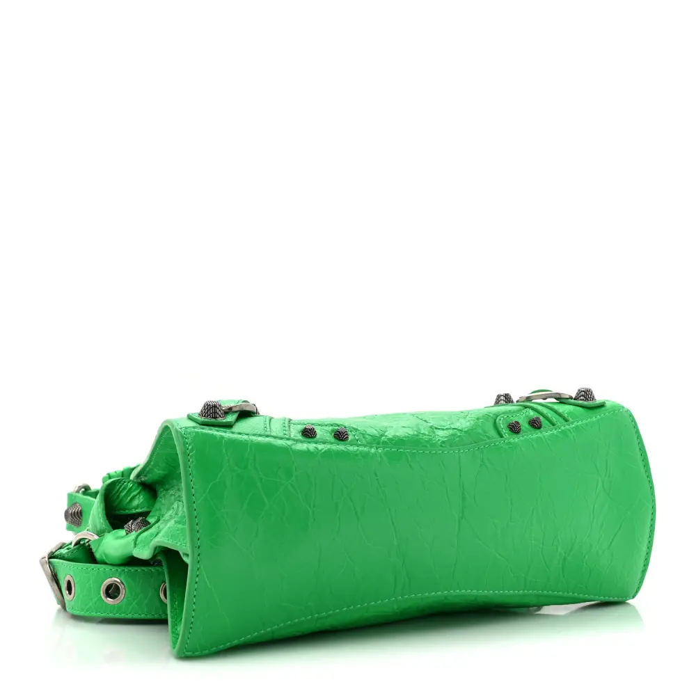 Balenciaga Vivid Green Agneau Arena Leather Small Neo Cagole City Handbag Black Hardware Superfake - Image 6