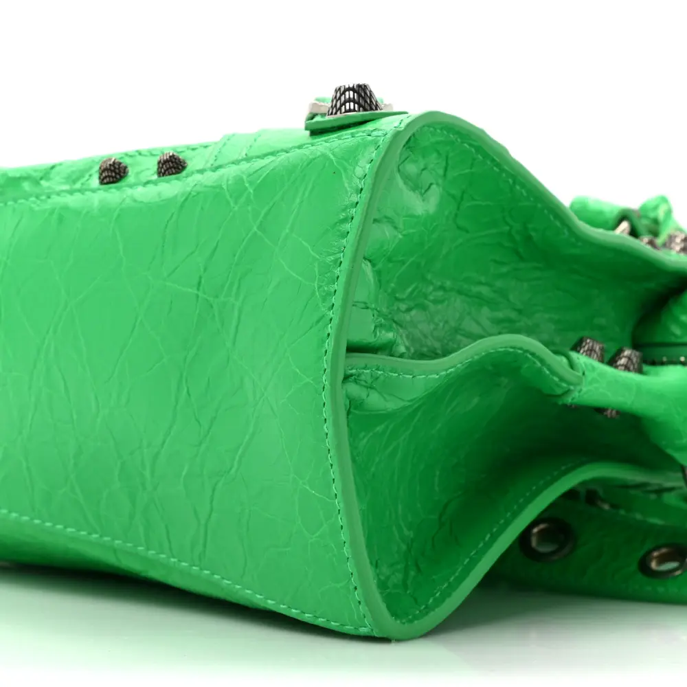 Balenciaga Vivid Green Agneau Arena Leather Small Neo Cagole City Handbag Black Hardware Superfake - Image 4
