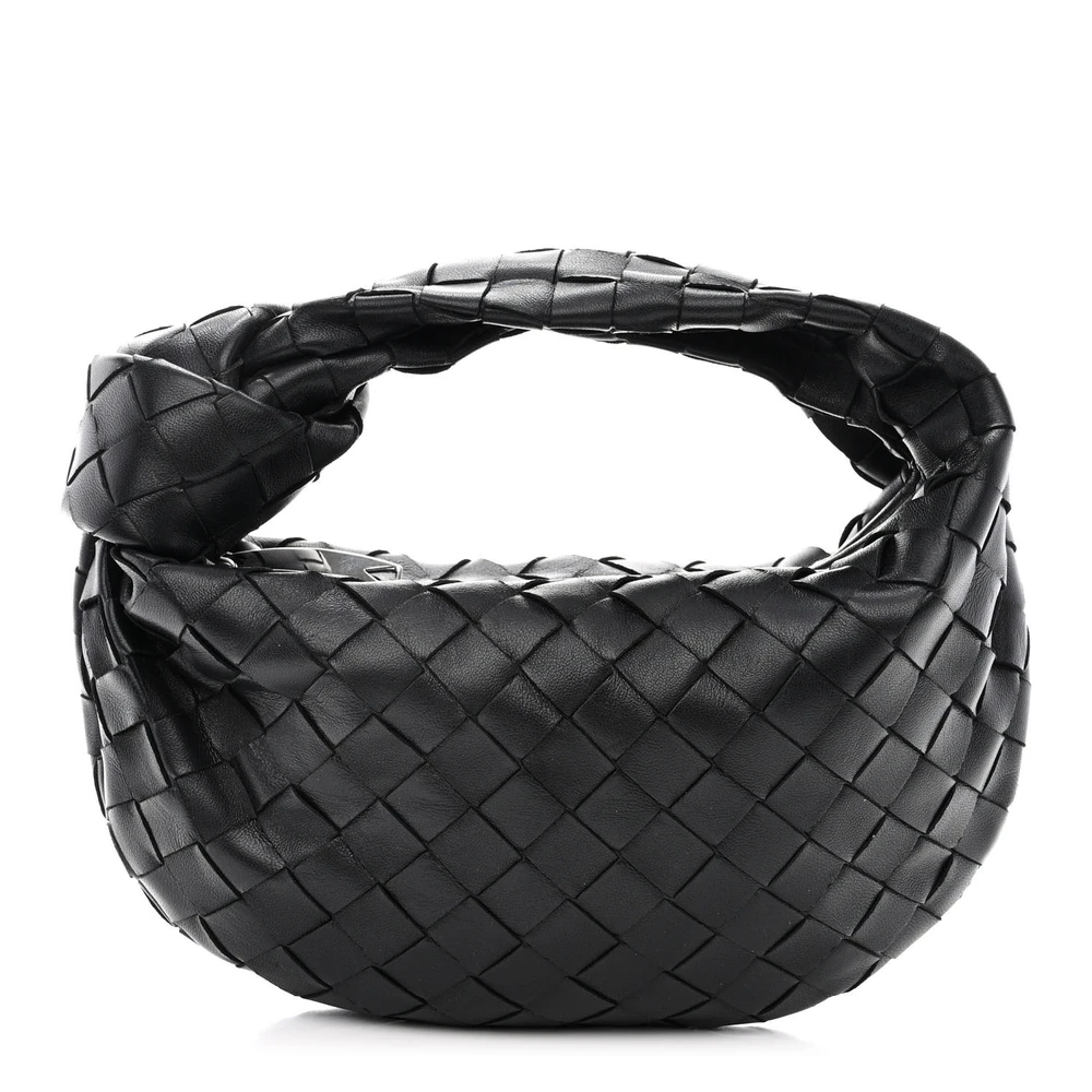 Bottega Veneta Black Nappa Leather Mini Intrecciato Jodie Front replica handbags
