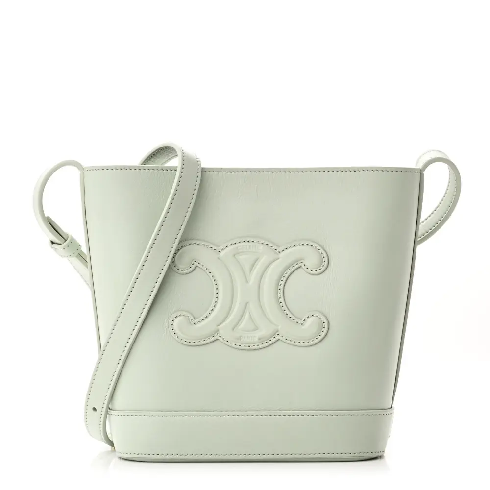 Celine Jade Smooth Calfskin Leather Leather Small Cuir Triomphe Bucket Bag Front Replica handbags