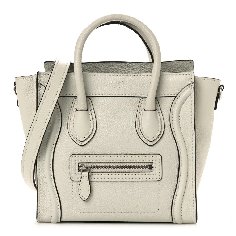 Celine Lune Drummed Calfskin Leather Nano Luggage Bag Front replica handbags