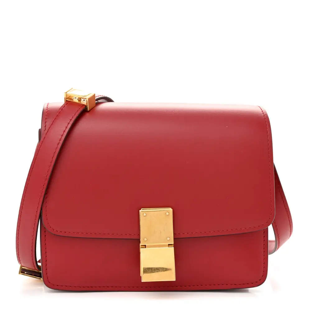 Celine Red Box Calfskin Leather Leather Small Classic Box Flap Bag Gold Hardware Front Replica handbags