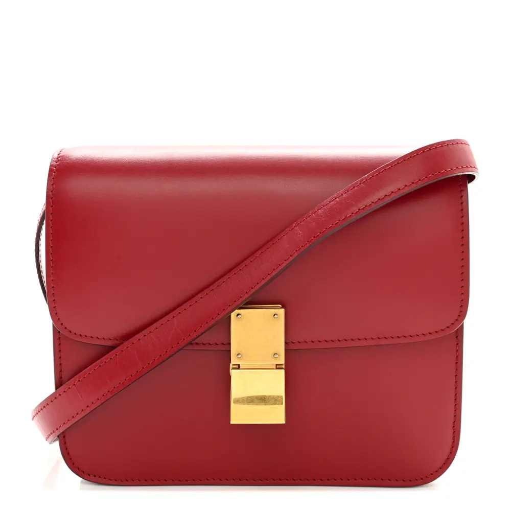 Celine Red Box Calfskin Leather Small Teen Classic Box Flap Bag Gold Hardware Front Replica handbags
