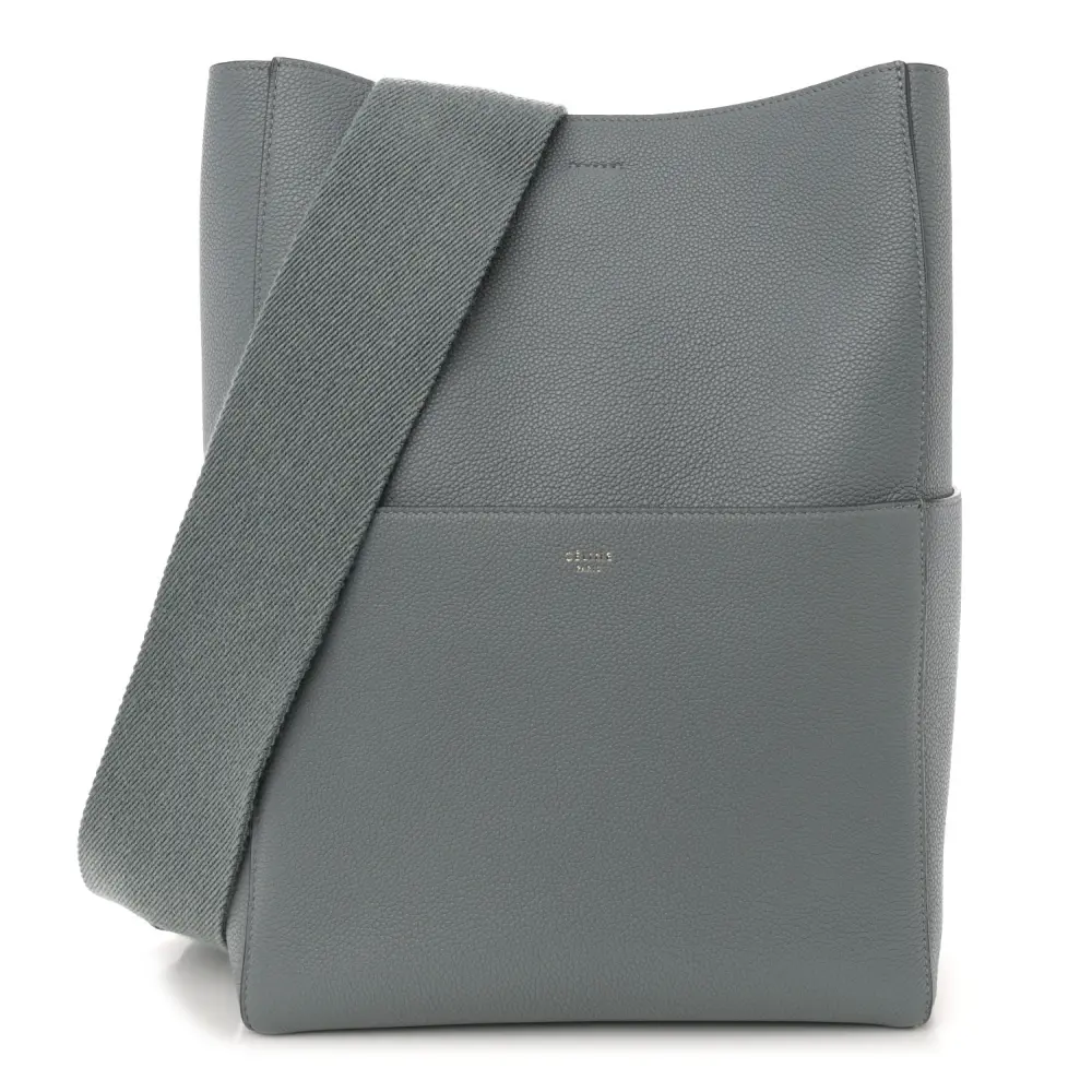 Celine Storm Soft Grained Calfskin Leather Leather Medium Sangle Bucket Bag Front Replica handbags