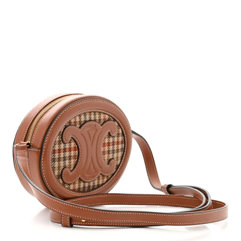 Superfake Handbags: Celine Tan Leather & Houndstooth Crossbody - Image 3