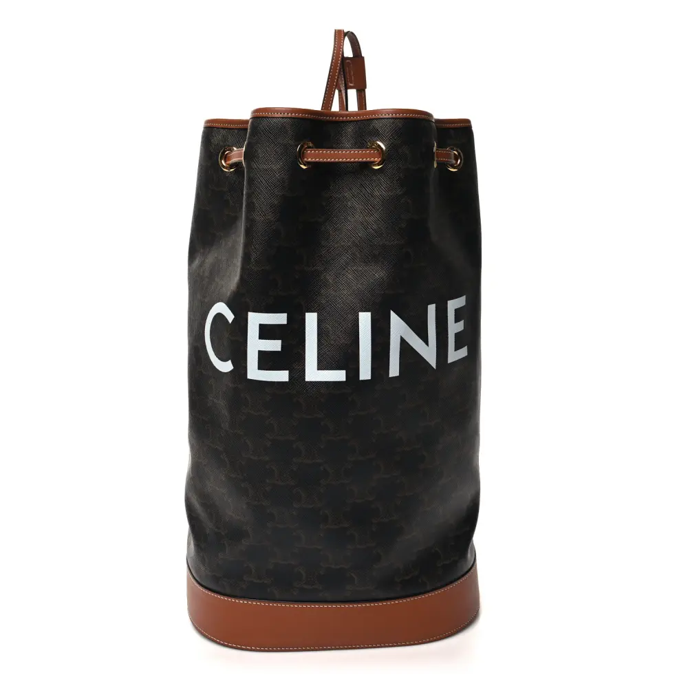 Celine Tan Triomphe Canvas & Calfskin Leather Medium Sailor Bag Front replica handbags