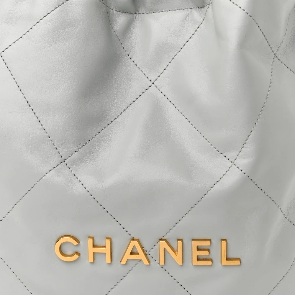 Mirror Quality Replica Chanel 22 Bag in Light Blue Calfskin Leather - Image 8