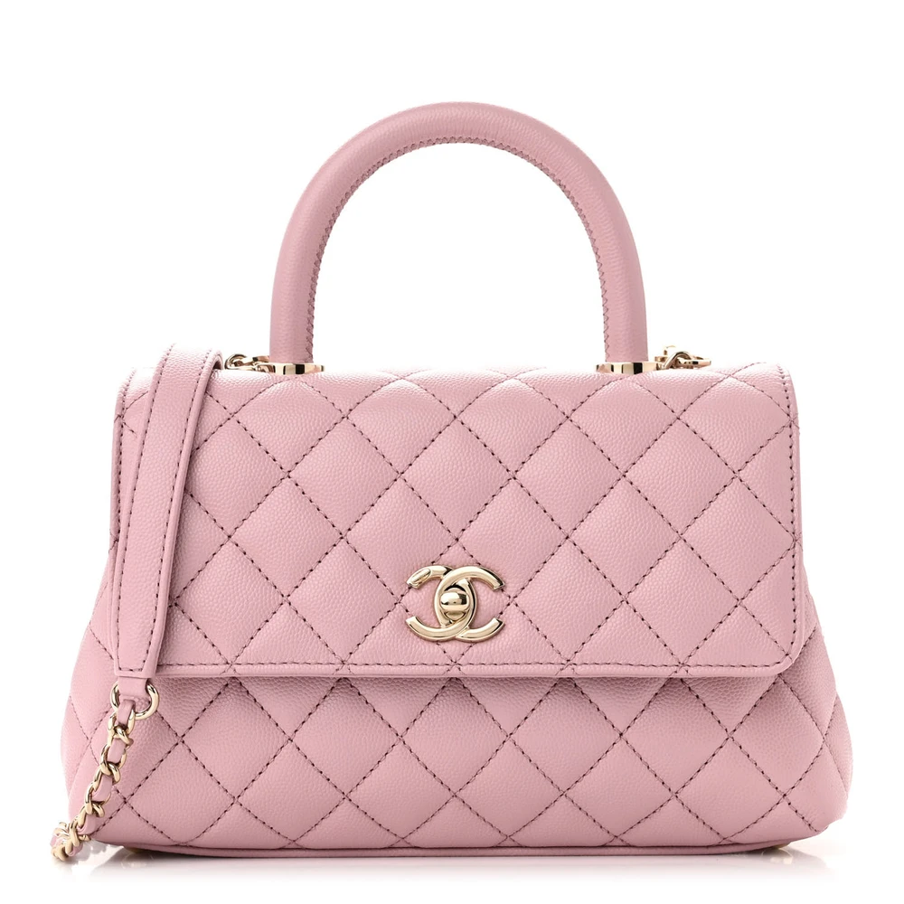 Chanel Light Pink Quilted Caviar Leather Mini Coco Handle Flap Silver Hardware Front Chanel Light Pink Quilted Caviar Leather Mini Coco Handle Flap Silver Hardware Front replica handbag