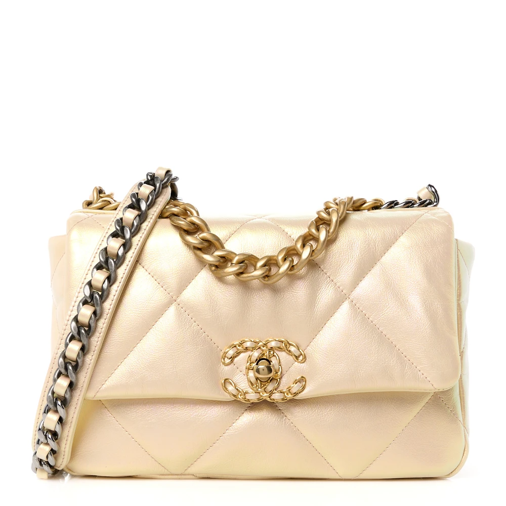 Chanel Pink Quilted Lambskin Leather Medium Chanel 19 Flap Mixed Metal Hardware Front replica handbag