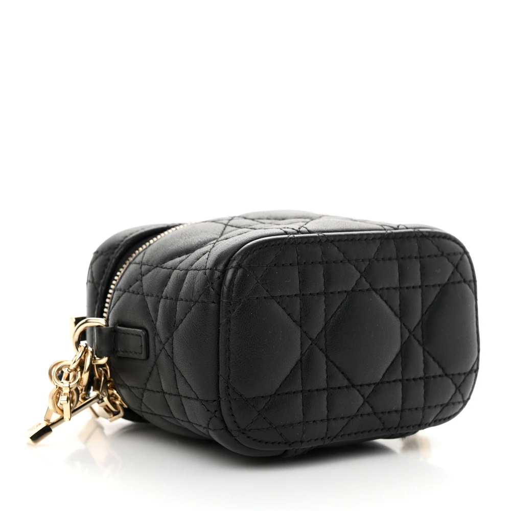 Dior Black Cannage Lambskin Leather Micro Lady Dior Vanity Case Gold Hardware Reps - Image 6