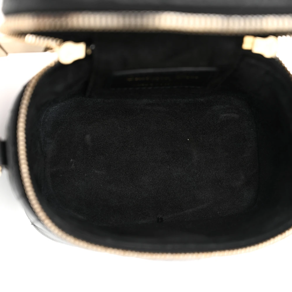 Dior Black Cannage Lambskin Leather Micro Lady Dior Vanity Case Gold Hardware Reps - Image 7