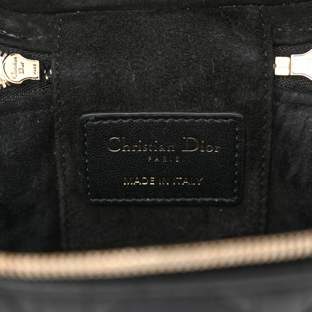 Dior Black Cannage Lambskin Leather Micro Lady Dior Vanity Case Gold Hardware Reps - Image 2
