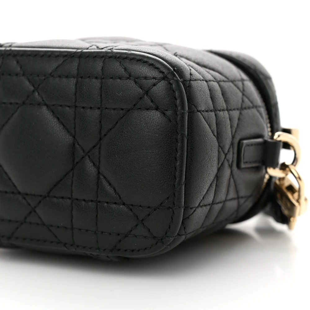 Dior Black Cannage Lambskin Leather Micro Lady Dior Vanity Case Gold Hardware Reps - Image 5