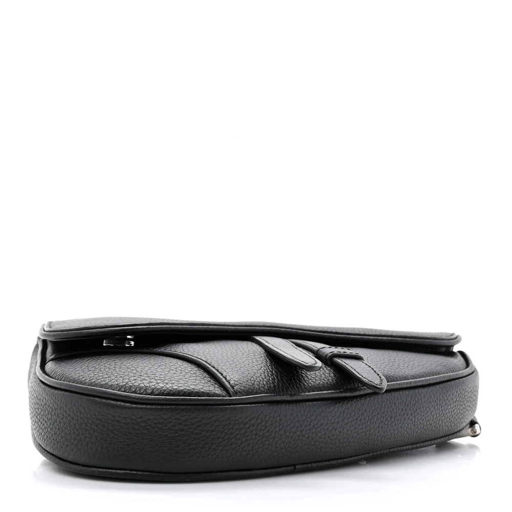 Black Grained Leather Dior Saddle Bag - Mirror Quality Replica - Image 6