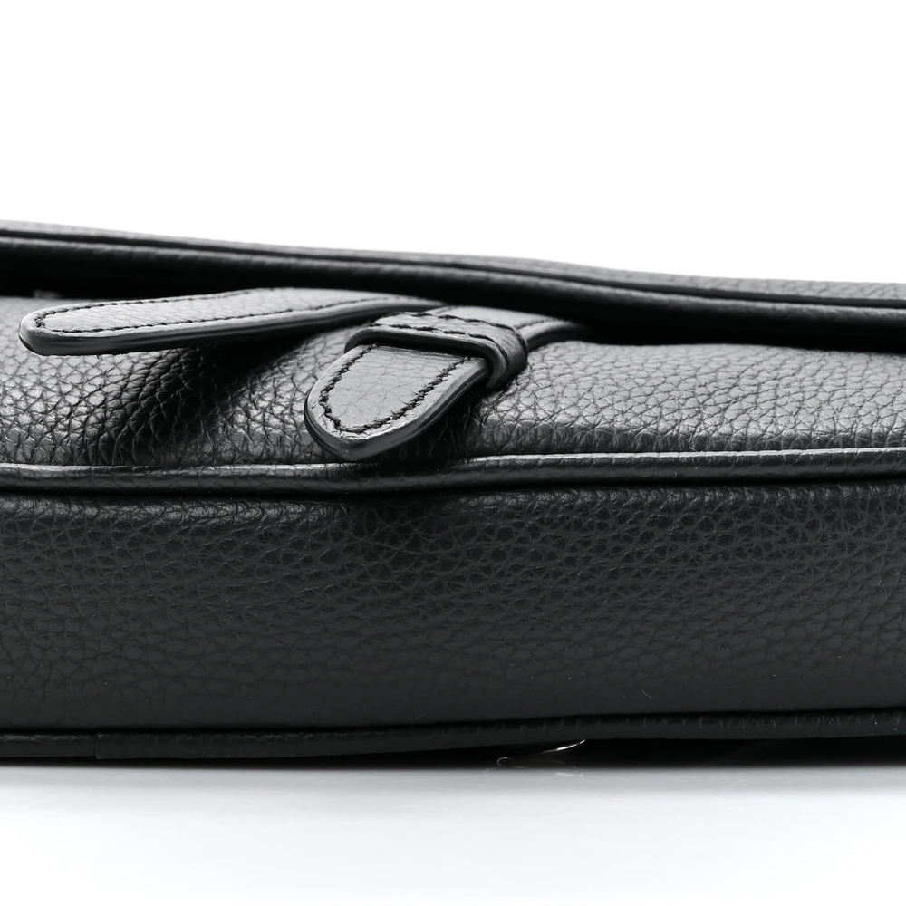 Black Grained Leather Dior Saddle Bag - Mirror Quality Replica - Image 5