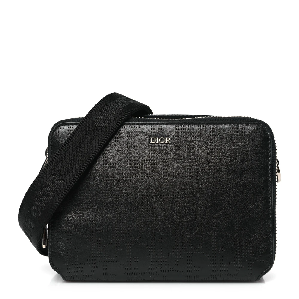 Dior Black Multicolor Galaxy Perforated Oblique Calfskin Leather Small Messenger Silver Hardware Front Replica handbags