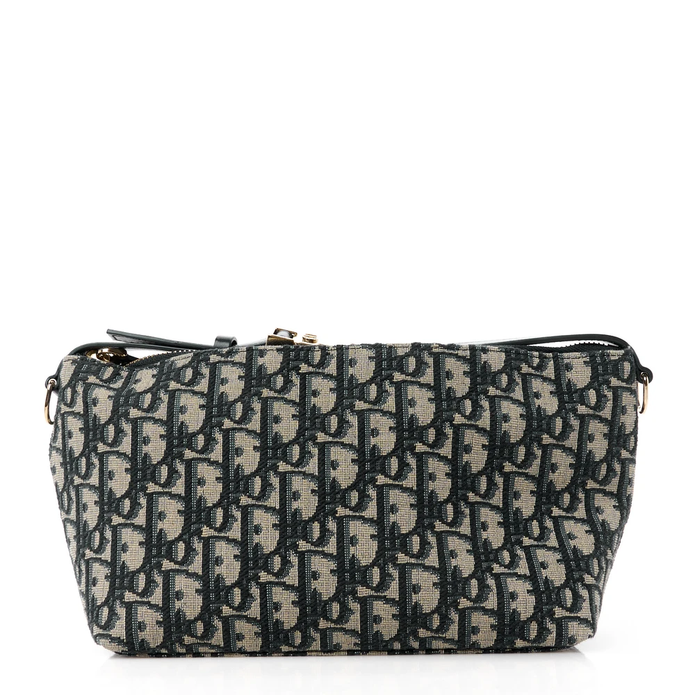 Dior Blue Oblique Canvas Medium DiorTravel Nomad Pouch Gold Hardware Front Replica handbags