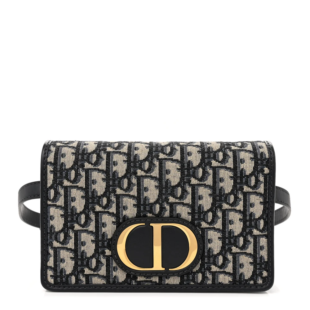 Dior Blue Oblique Canvas Small Montaigne 30 2-in-1 Pouch Gold Hardware Front Replica handbags