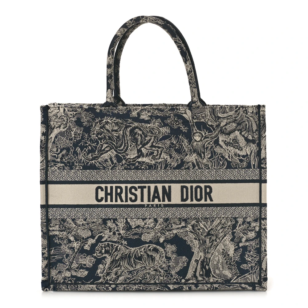 Dior Blue Reverse Embroidered Canvas Large Toile De Jouy Dioriviera Book Tote Front Replica handbags