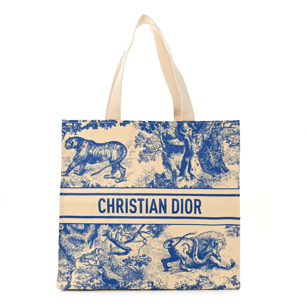 Dior Blue Straw Medium Dioriviera Tote Front Replica handbags