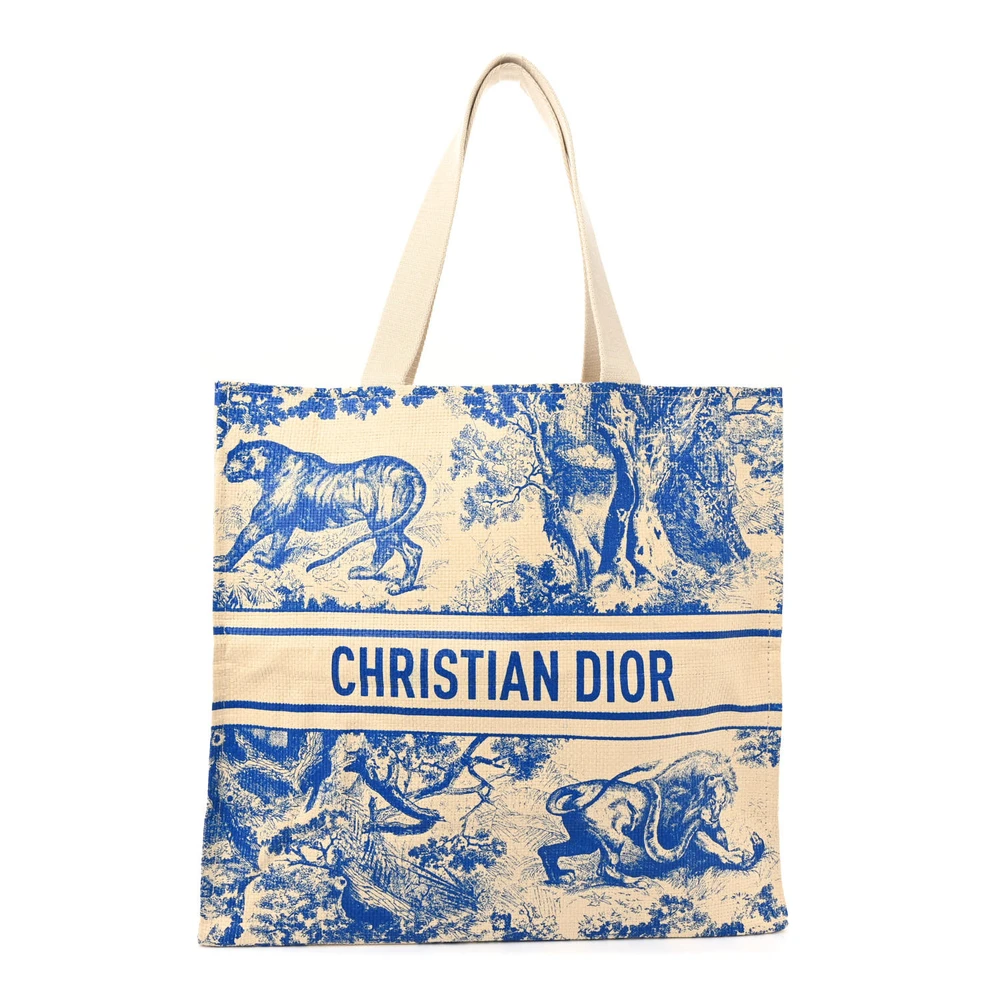Dior Blue Straw Medium Dioriviera Tote Front Replica handbags