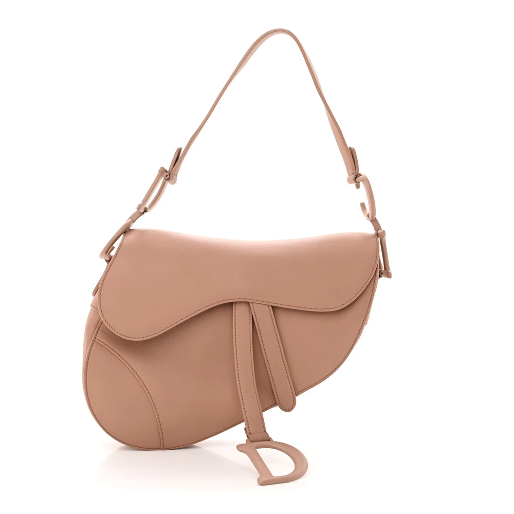 Dior Blush Ultra Matte Calfskin Leather Medium Saddle Bag Matte Beige Hardware Front Replica handbags