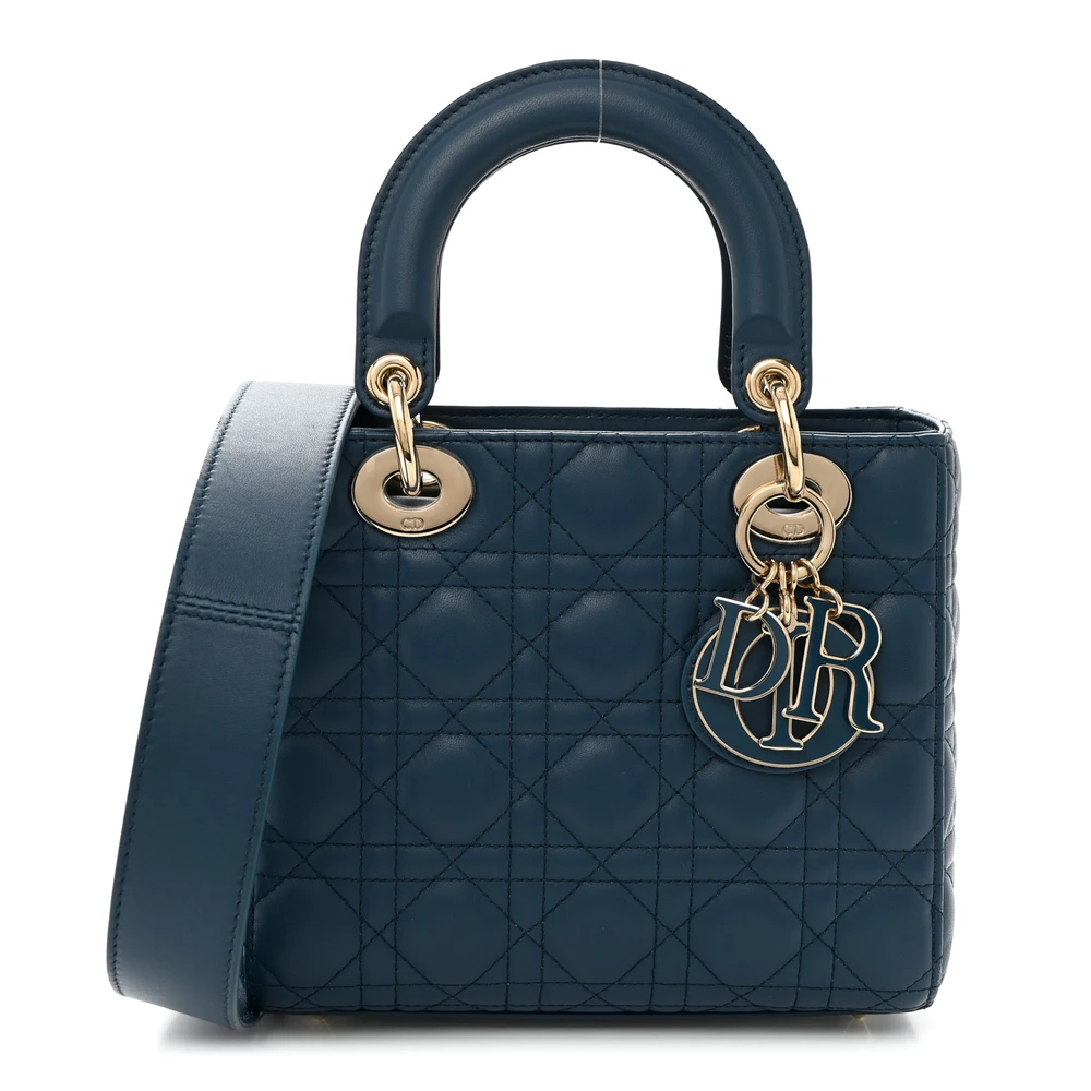 Dior Deep Ocean Cannage Lambskin Leather Small My ABCDior Lady Dior Gold Hardware Front Replica handbags