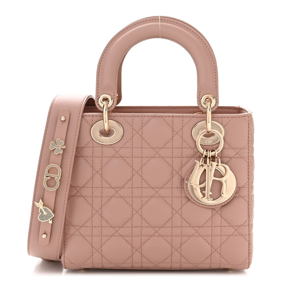 Dior Fard Cannage Lambskin Leather Small My ABCDior Lady Dior Gold Hardware Front Replica handbags