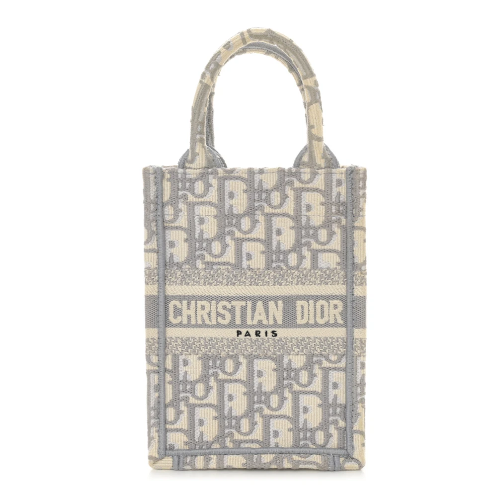 Dior Grey Oblique Canvas Mini Book Tote Phone Bag Front Replica handbags