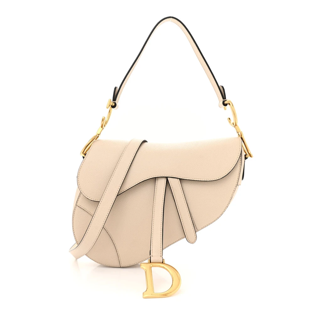 Dior Hazelnut Grained Calfskin Leather Medium Saddle Bag With Strap Gold Hardware Front Replica handbags
