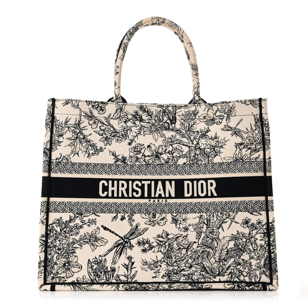 Dior Latte Embroidered Canvas Large Zodiac Toile De Jouy Book Tote Front Replica handbags