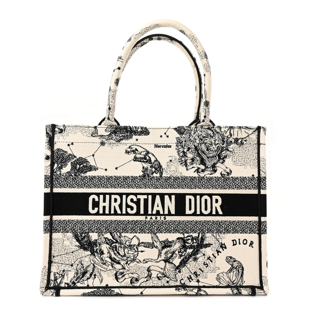 Dior Latte Embroidered Canvas Medium Zodiac Toile De Jouy Book Tote Front Replica handbags