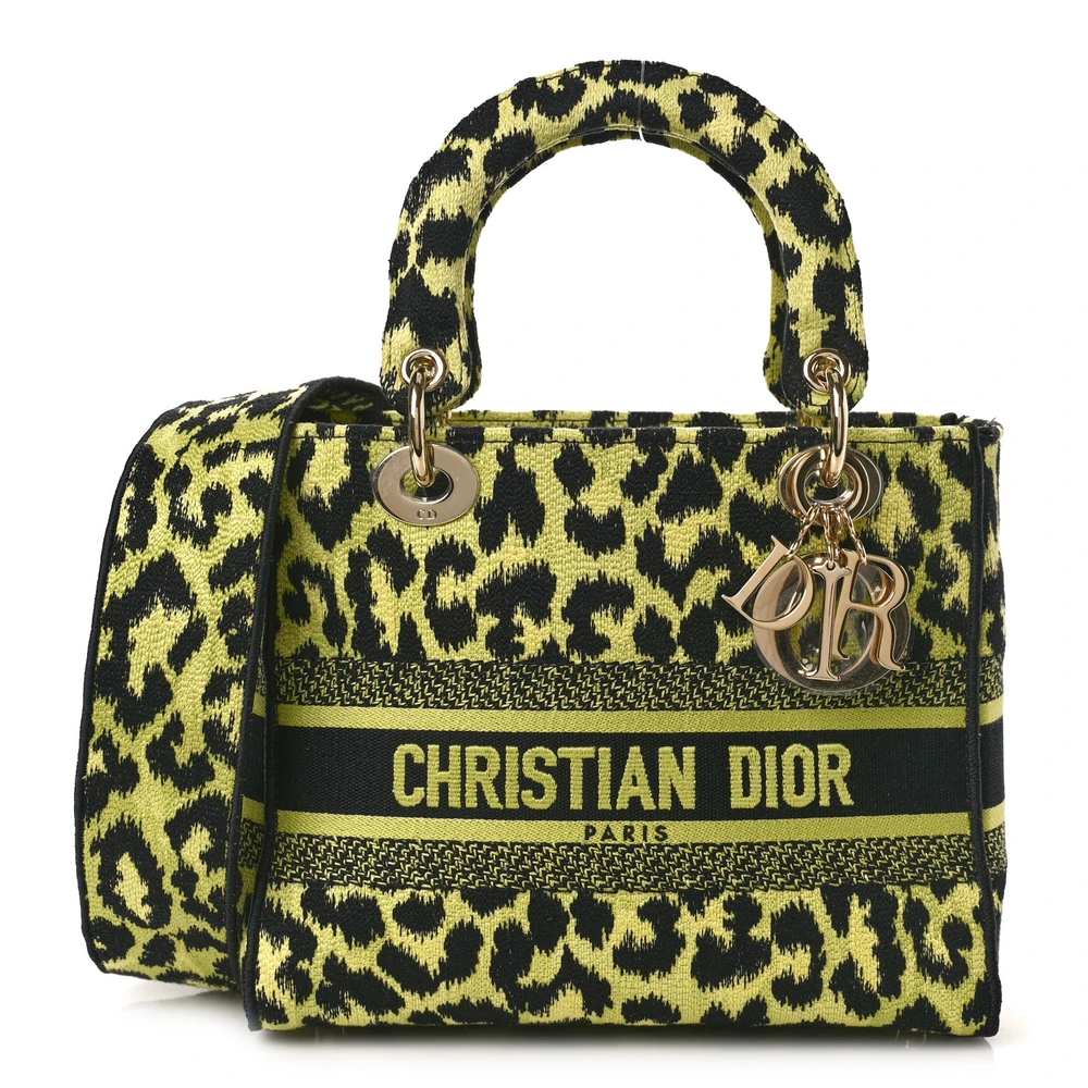 Dior Lime Pop Dior Lime Pop Mizza Embroidered Canvas Medium Lady D-Lite Bag Pale Gold Hardware Medium Lady D-Lite Gold Hardware Front Replica handbags