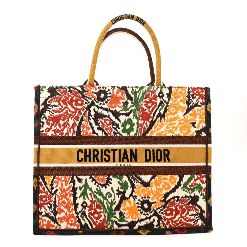 Dior Multicolor Embroidered Canvas Large Paisley Book Tote Front Replica handbags