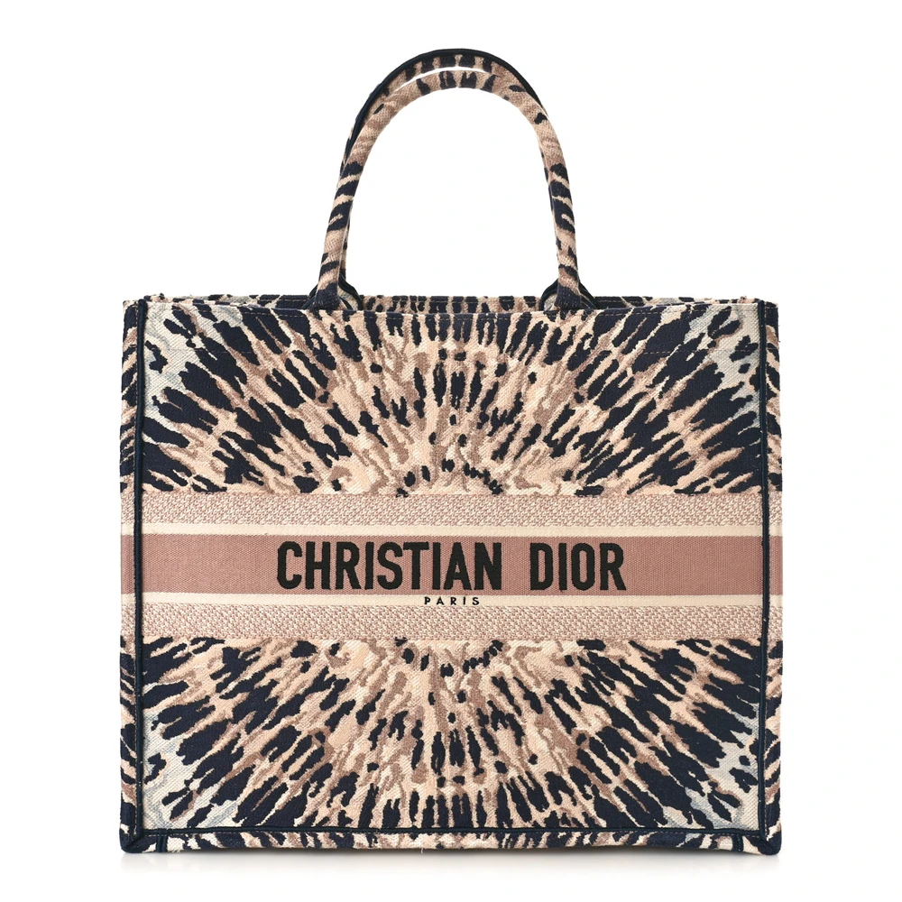 Dior Multicolor Tie Dye Embroidered Canvas Large Book Tote Front Replica handbags