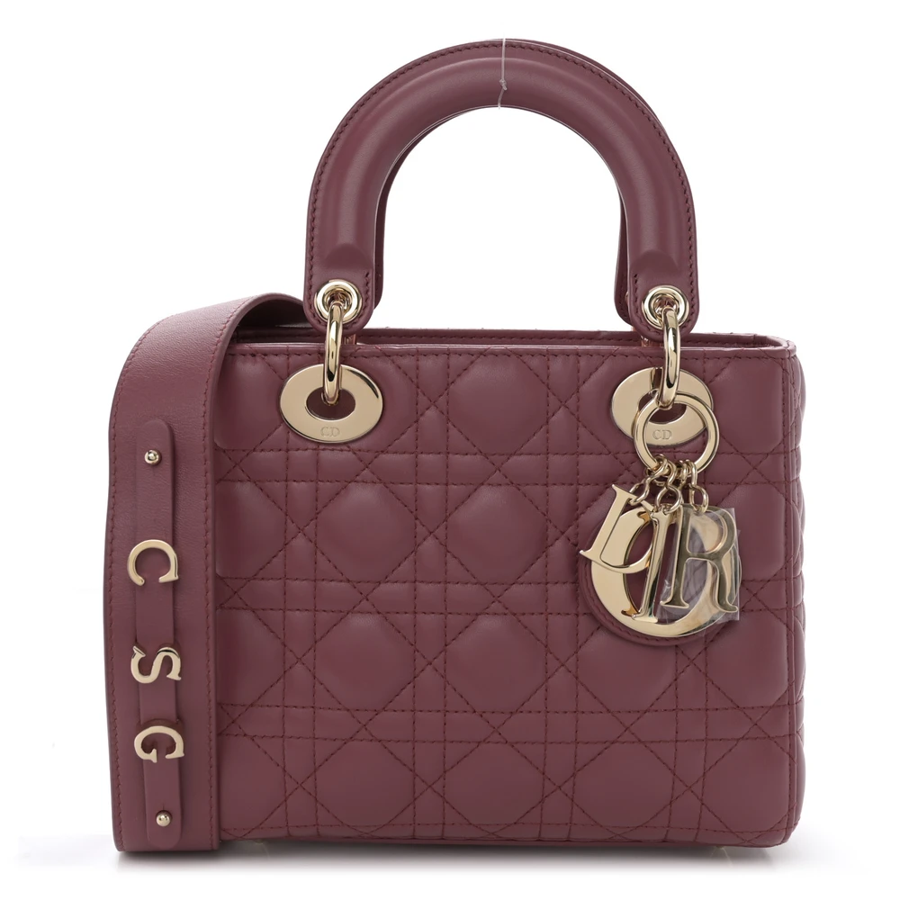 Dior Pink Honey Cannage Lambskin Leather Small My ABCDior Lady Dior Gold Hardware Front Replica handbags