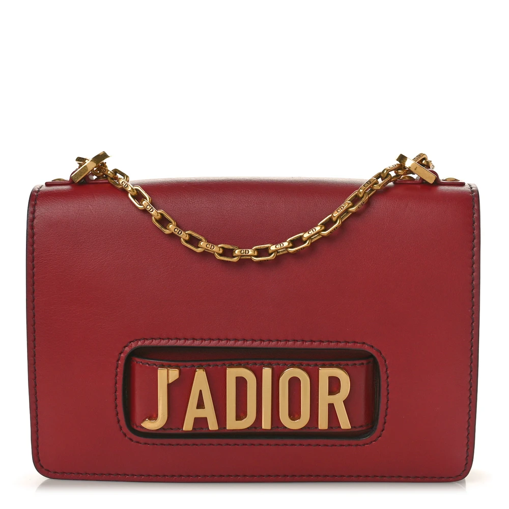Dior Red Calfskin Medium J_Adior Chain Flap Bag Gold Hardware Front Replica handbags