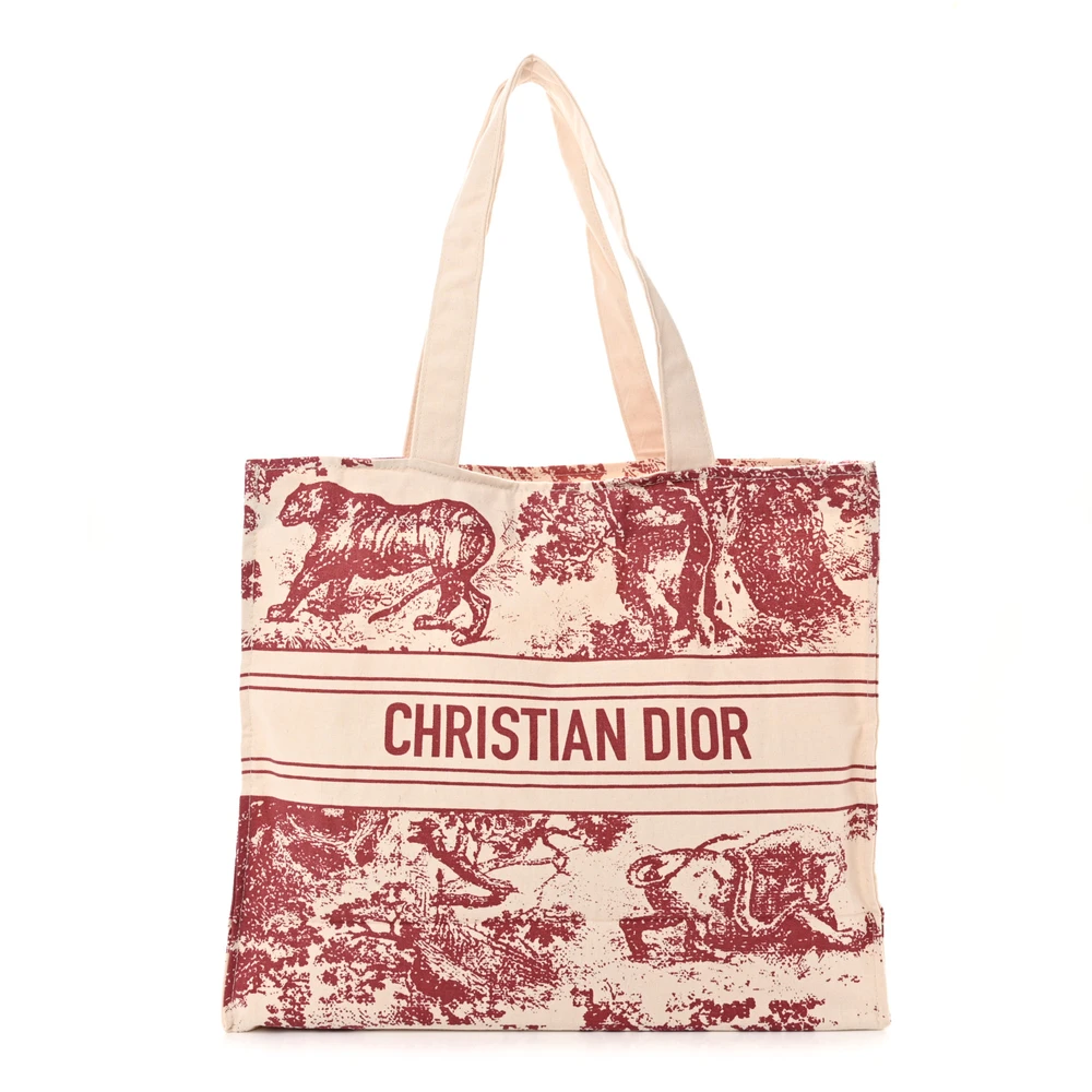 Dior Red Canvas Medium Dioriviera Tote Front Replica handbags