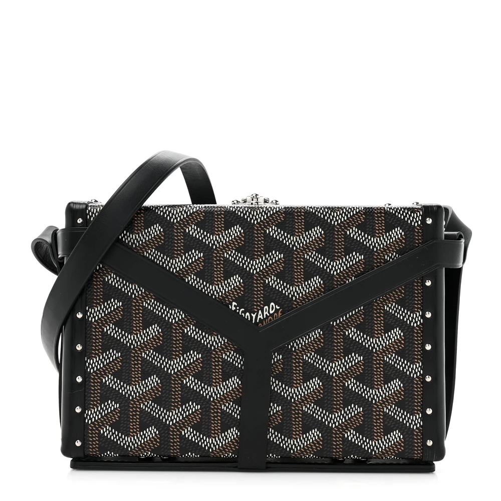 Goyard Black Goyardine Canvas Mini Minaudiere Trunk Bag Front replica handbags