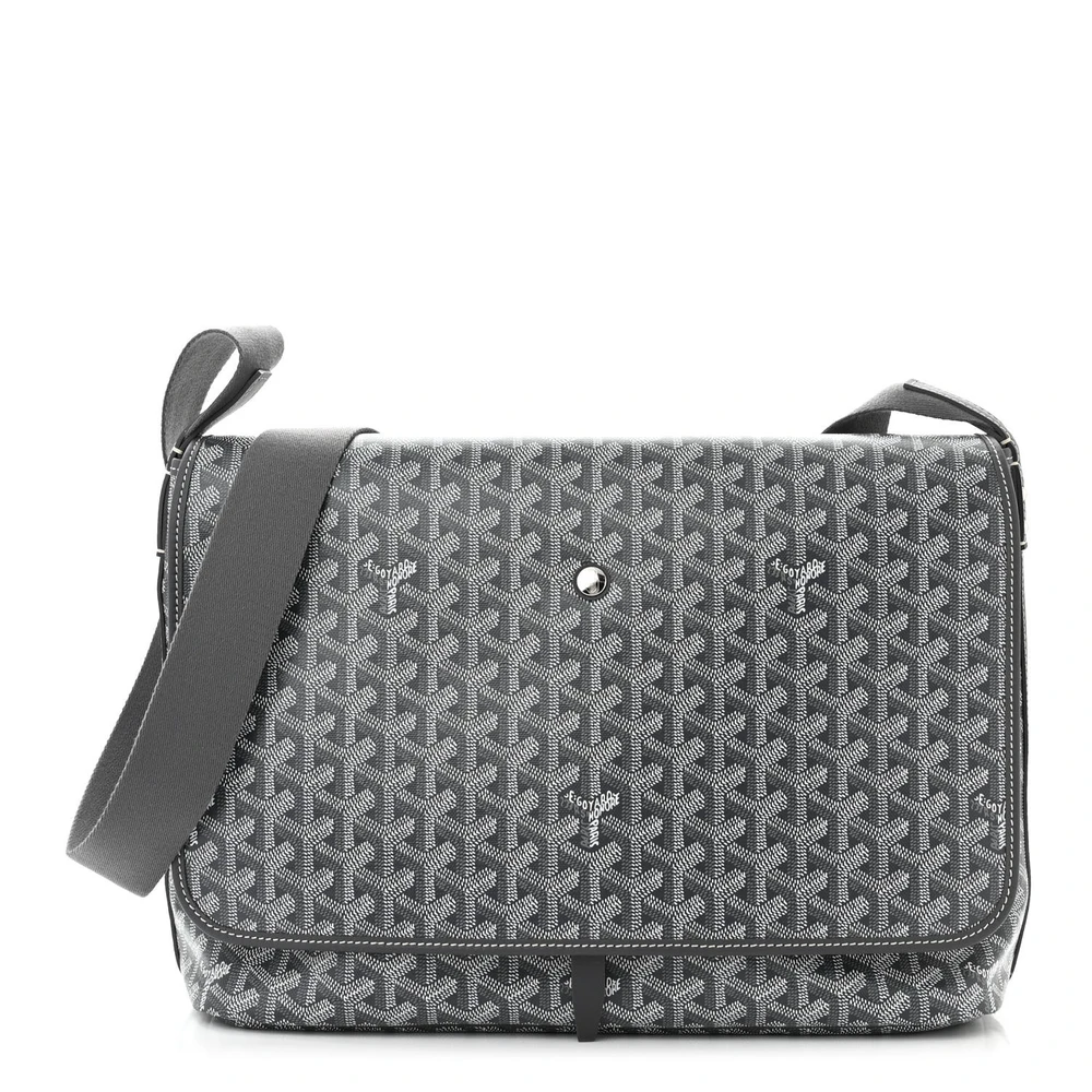 Goyard Grey Goyardine Canvas Medium Capetien Messenger Bag Front replica handbags