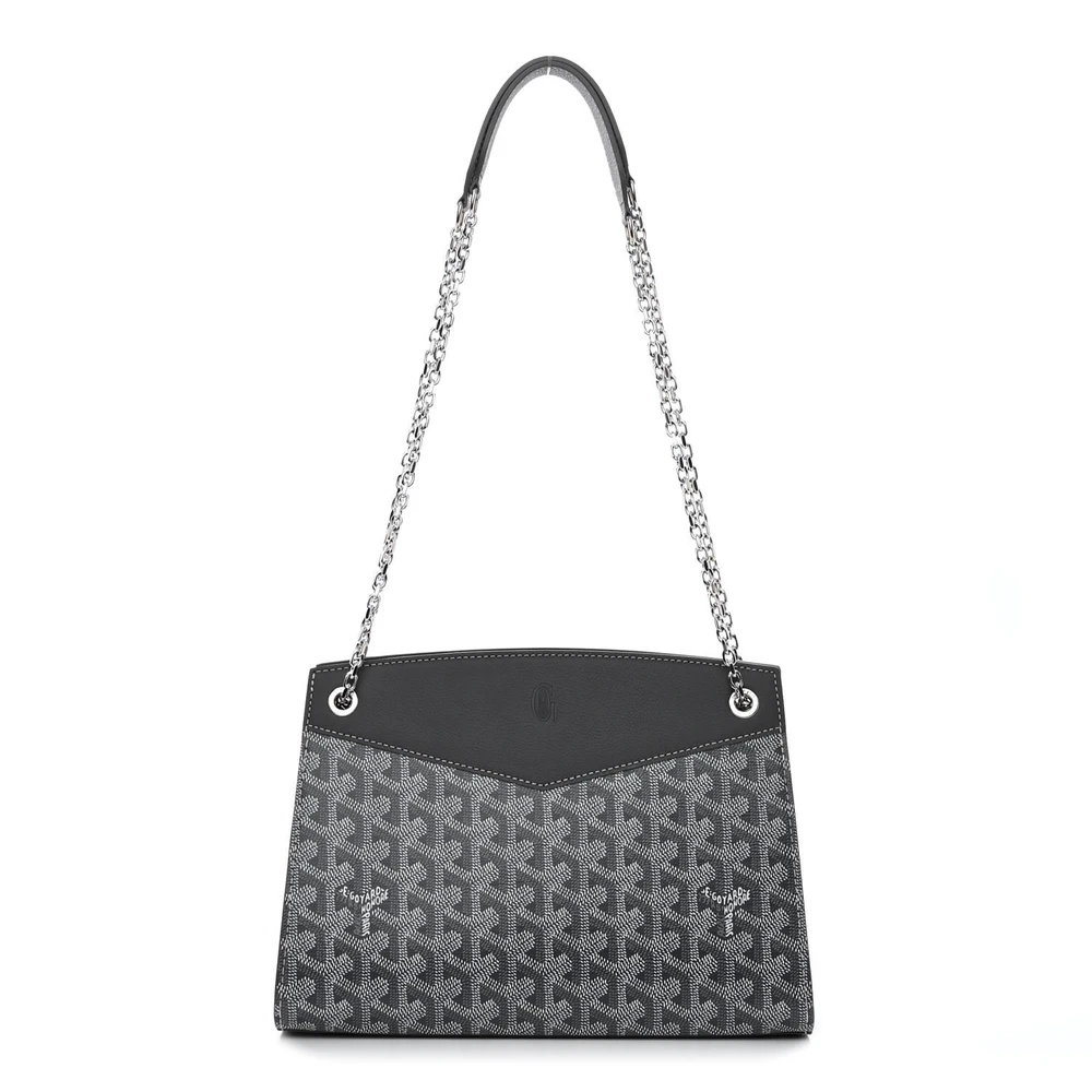 Goyard Grey Goyardine Canvas Rouette Structure PM Silver Hardware Front replica handbags