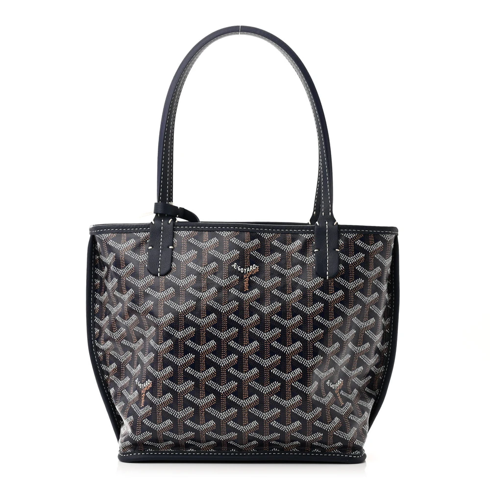 Goyard Navy Goyardine Canvas Reversible Mini Anjou Tote Front replica handbags