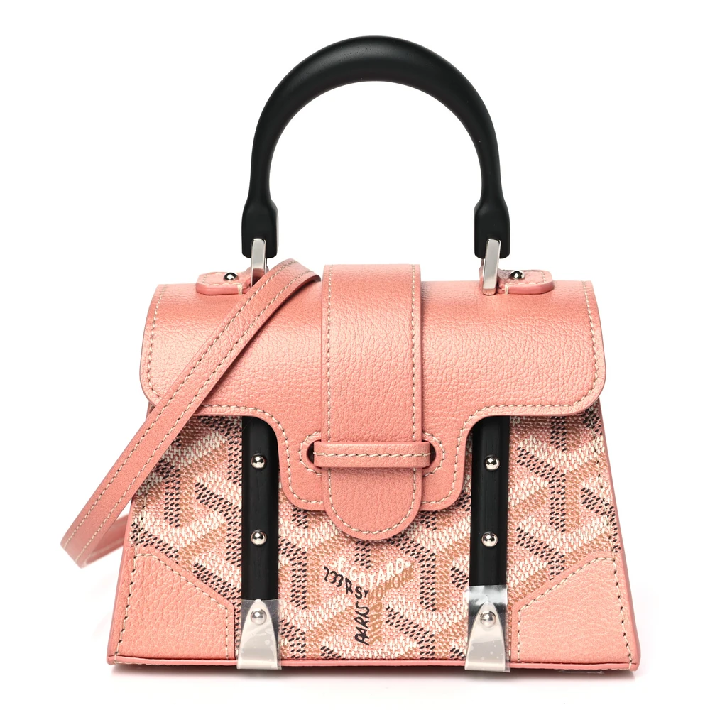Goyard Pearly Coral Iridescent Goyardine Canvas Nano Saigon Bag Silver Hardware Front replica handbags